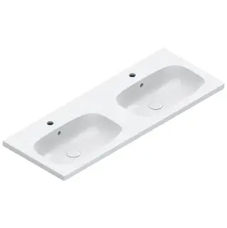 Catalano Alvea Раковина двойная 120х46 см, 2 отверстия под смеситель, перелив, цвет: белый глянцевый 0621222001