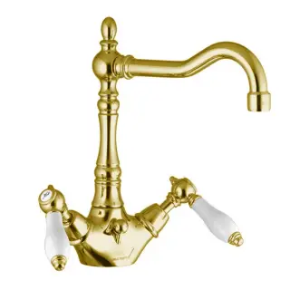 Fima Carlo Frattini Herend Смеситель для раковины, с донным клапаном, излив 18,4 см, цвет: gold F5411CBOR