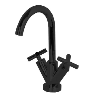 Fima Carlo Frattini Maxima Смеситель для раковины с донным клапаном, излив 15,5 см, цвет: black matt F5311WNS