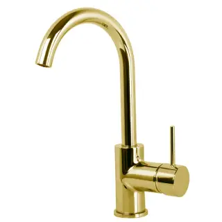 Fima Carlo Frattini Spillo Up Смеситель для раковины, с донным клапаном, излив 15,5 см, цвет: gold F3041OR.2