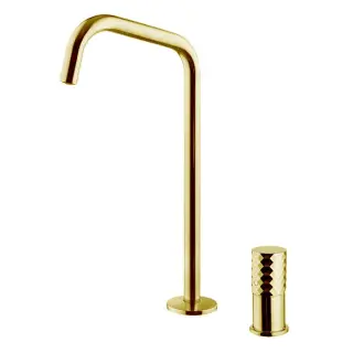 Fima Carlo Frattini Spillo Tech Смеситель для раковины на 2 отверстия с д/к, излив 16 см, цвет: gold F3271TNDXOR