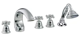 Treemme Old Italy Смеситель на борт ванны на 5 отверстий, с ручным душем, внешняя часть, цвет:chrome IT4406CCOIZZ