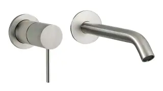 Treemme 40mm Смеситель для раковины встраиваемый, внеш. часть, излив 19,6см, цвет: нержавеющая сталь RWIT13C9IS02