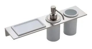 Treemme 22mm Дозатор для жидкого мыла с держ., стакан, полкой, керам. колба, цвет: нержавеющая сталь IT9073ISZZZZ