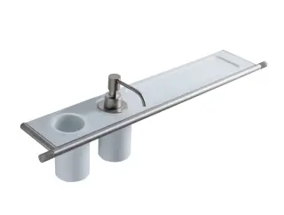 Treemme 22mm Дозатор для жидкого мыла с держ., стакан, полкой, керам. колба, цвет: нержавеющая сталь IT8374ISZZZZ