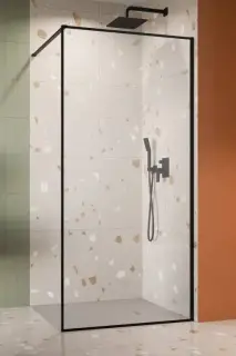 Radaway Modo F II Душевое ограждение walk-in, прозрачное 8 мм, Easy Clean 60х200h см, цвет: black 10409064-54-01