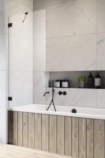 Radaway Essenza Pro PNJ II Шторка на ванну, прозрачная 6 мм, Easy Clean 100х150h см, цвет: black 10101100-54-01