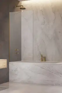 Radaway Modo New PNJ II Шторка на ванну, прозрачная 8 мм, Easy Clean 80х150h см, цвет: gold 10006080-09-01