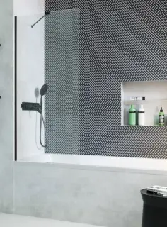 Radaway Modo PNJ II Шторка на ванну, прозрачная 8 мм, Easy Clean 80х150h см, цвет: black 10006080-54-01