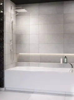 Radaway Modo PNJ II Шторка на ванну, прозрачная 8 мм, Easy Clean 90х150h см, цвет: хром глянцевый 10006090-01-01