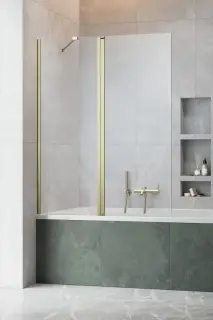 Radaway Nes PND II Шторка на ванну распашная 6 мм, Easy Clean 130х150h см, цвет: brushed gold 10009130-99-01L