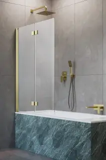 Radaway Nes PND I Шторка на ванну складная 6 мм, Easy Clean 120х150h см, цвет: brushed gold 10010120-99-01L