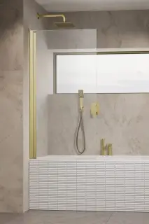 Radaway Nes PNJ I Шторка на ванну распашная 6 мм, Easy Clean 60х150h см, цвет: brushed gold 10011060-99-01L