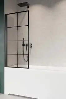 Radaway Nes 8 PNJ I Шторка на ванну распашная, Factory 8 мм, Easy Clean 50х150h см, цвет: black 10061050-54-55L