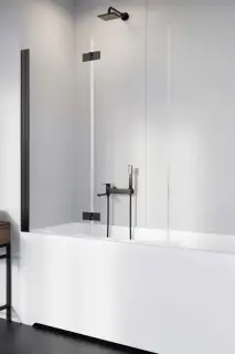 Radaway Nes PND I Шторка на ванну складная, прозрачная 6 мм, Easy Clean 120х150h см, цвет: black 10010120-54-01L
