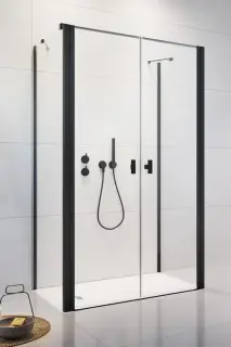 Radaway Nes DWD+2S Душевая дверь, прозрачная 6 мм, Easy Clean 120х200h см, цвет: black 10035120-54-01