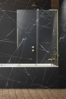 Radaway Furo SL PND II Шторка на ванну раздвижная 8 мм, Easy Clean 63,8х150h см, цвет: brushed gold 10309638-99-01L