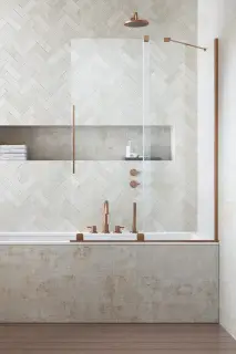 Radaway Furo PND II Шторка на ванну раздвижная 8 мм, Easy Clean 68,8х150h см, цвет: brushed copper 10109688-93-01L