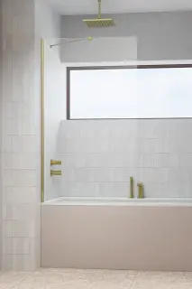 Radaway Modo New PNJ II Шторка на ванну, прозрачная 8 мм, Easy Clean 60х150h см, цвет: brushed gold 10006060-99-01