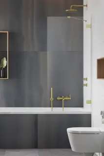 Radaway Essenza Pro PNJ II Шторка на ванну, прозрачная, Easy Clean 70х150h см, цвет: brushed gold 10101070-99-01