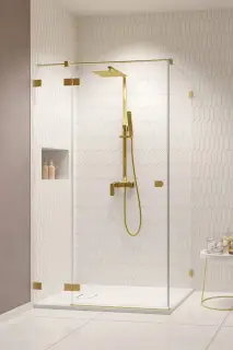 Radaway Essenza Pro KDJ Душевая дверь, левая 6 мм, Easy Clean 110х200h см, цвет: brushed gold 10097110-99-01L