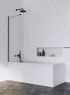 Radaway Idea PNJ II Шторка на ванну раздвижная, прозрачная 6 мм, Easy Clean 70х150h см, цвет: black 10001070-54-01