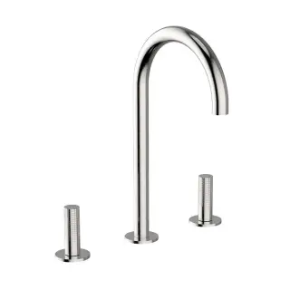 Cisal X32 Смеситель для раковины на 3 отв., без д/к, длина изл. 17 см, цвет: brushed stainless steel X1001040D1