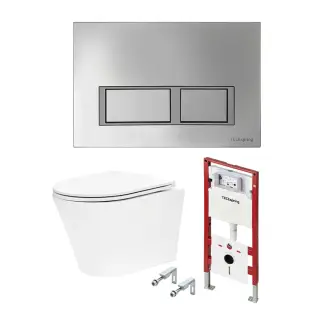 Tece Spring base Комплект: инсталляция, унитаз, кнопка прямоуг. хром, крепления, цвет: белый глянец K401201WCK