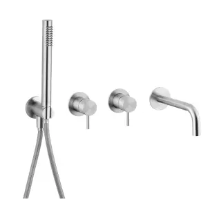 Cisal Xion Смеситель встраиваемый для ванны и душа на 4 отверстия, цвет: brushed stainless steel XI001101D1