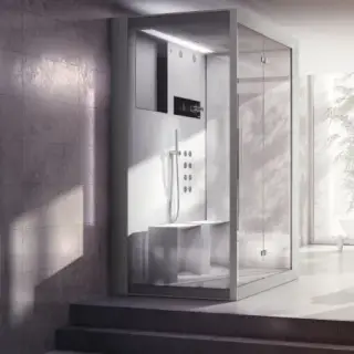 Jacuzzi Frame IN2 Душевая кабина 150x110xh224 см, пристенная, термостат, цвет белый/хром 9448-276A