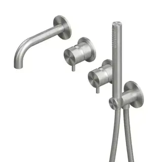 QuadroDesign Source Смеситель для ванны встр, с изливом и душ набором, цвет: brushed stainless steel 1369.00AS