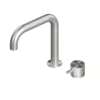 QuadroDesign Source Смеситель для раковины на 2 отв без д/к, излив 15, цвет: brushed stainless steel 1207AS