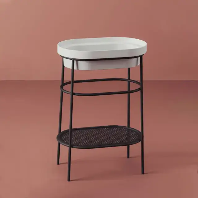 Artceram FUORI SCALA Металическая структура 36.5x58.6хh83см с раковиной без отв под смеситель, Fuori Scala ovale 59, напольная, цвет: черный матовый/белый матовый