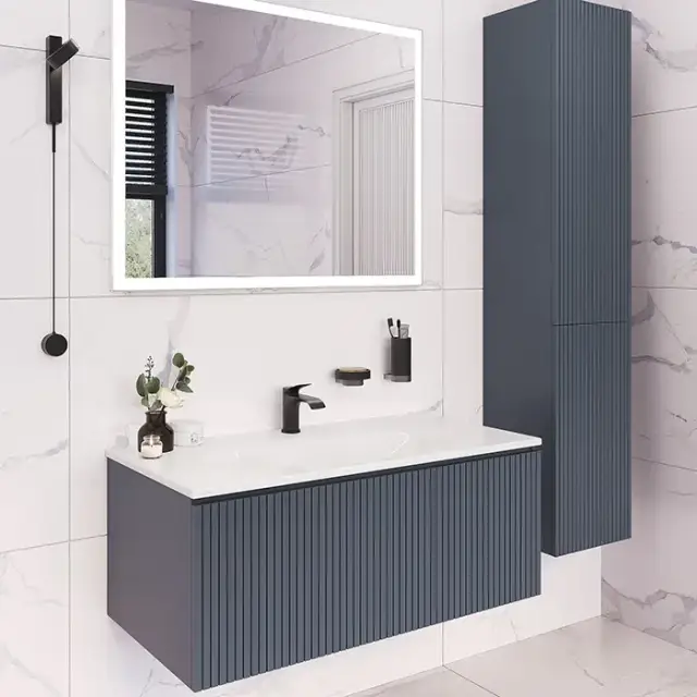 TW Shape комплект подвесной мебели 100х50см, с раковиной, с 1 выдвиж. ящиком с механизмом push-to-open, цвет: серый матовый RAL7016