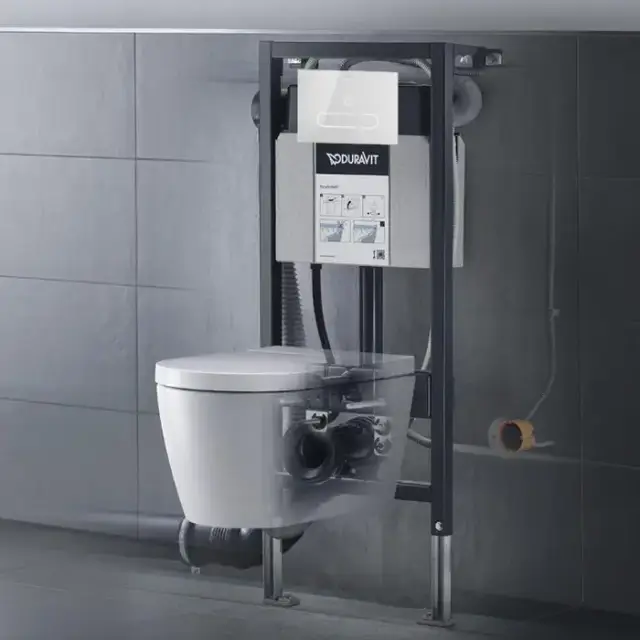 Duravit ME by Starck Унитаз подвесной Rimless 37.5х57.4см, с сиденье SensoWash® Starck f Lite, инсталляция в комплекте, цвет: белый