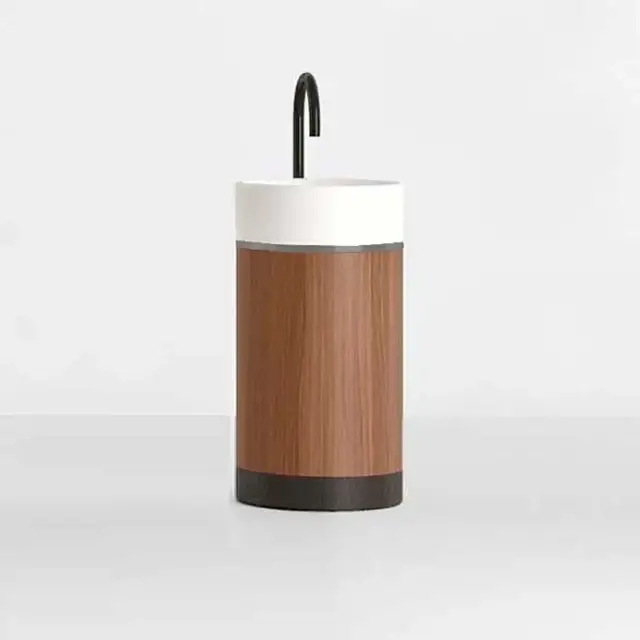 NOORTH milldue edition ROMA II Раковина 45х88 см, без отв., напольная, с донным клапаном, цоколь Noce Canaletto, вставка: Platino, цвет: белый матовый