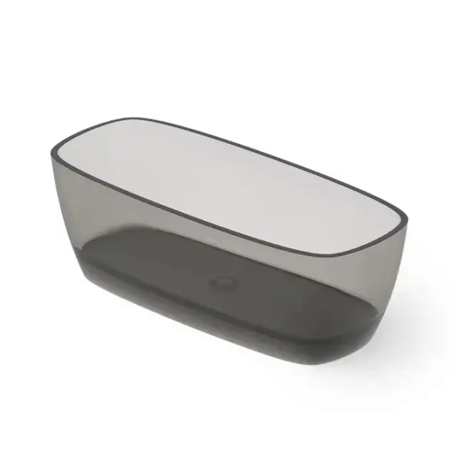 Dea Design Soul Ванна 170х72х56см., отдельностоящая, Glasstech, прозрачная смола, цвет: Smoky Black R4