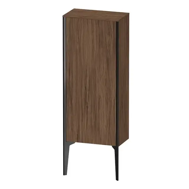 Duravit XViu Шкаф подвесной 40x24x89см, с 1 дверью, 2 стеклянными полками (петли справа), цвет: walnut dark/черный матовый