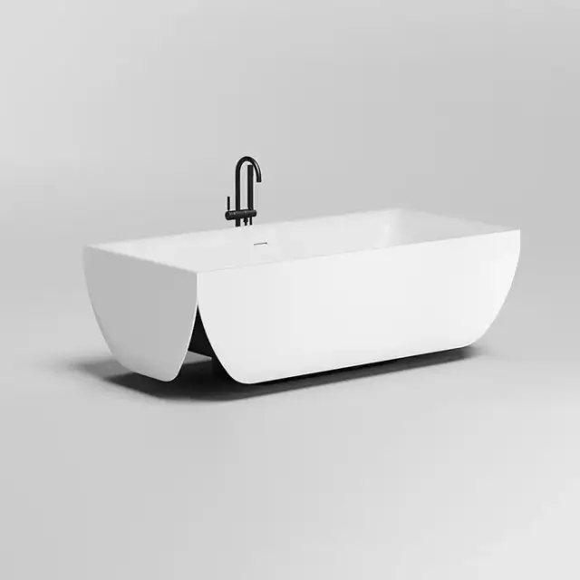 Salini ARIA Ванна отдельностоящая 190x90x60см, материал: S-Stone, донный клапан, сифон, слив-перелив, цвет: белый матовый