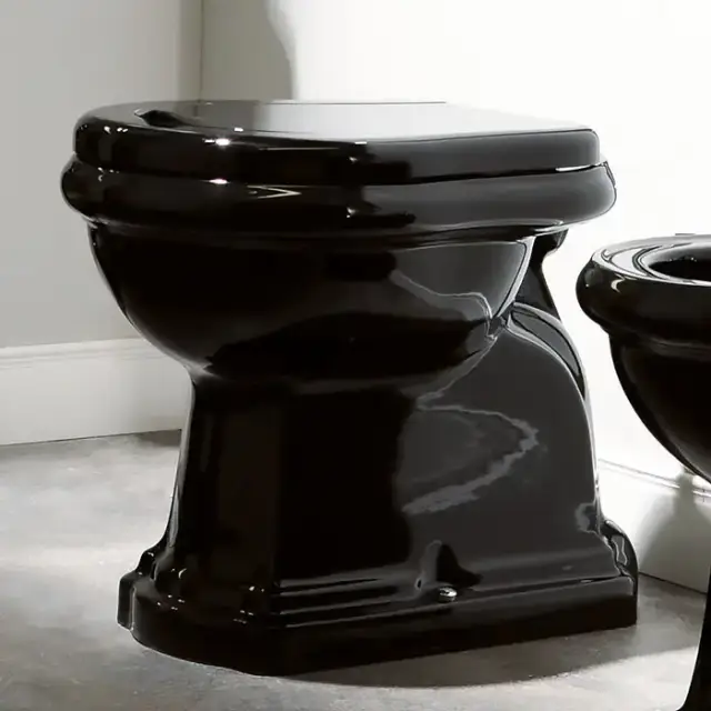 Kerasan Retro Унитаз 53х38.5см., приставной, слив в пол, цвет: черный глянцевый