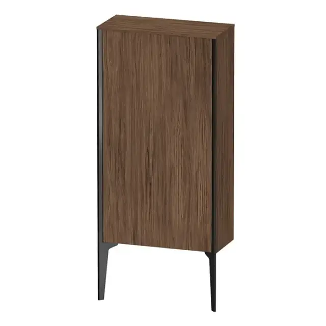 Duravit XViu Шкаф подвесной 50x24x89см, с 1 дверью, 2 стеклянными полками (петли слева), цвет: walnut dark/черный матовый