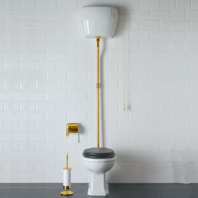 Globo Paestum Унитаз напольный 58х37,5см, слив универсальный, с высоким бачком, трубой, цвет: белый/золото