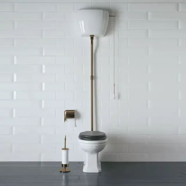 Globo Paestum Унитаз напольный слив в пол, 58х37,5см, с высоким бачком, трубой, цвет: белый/бронза