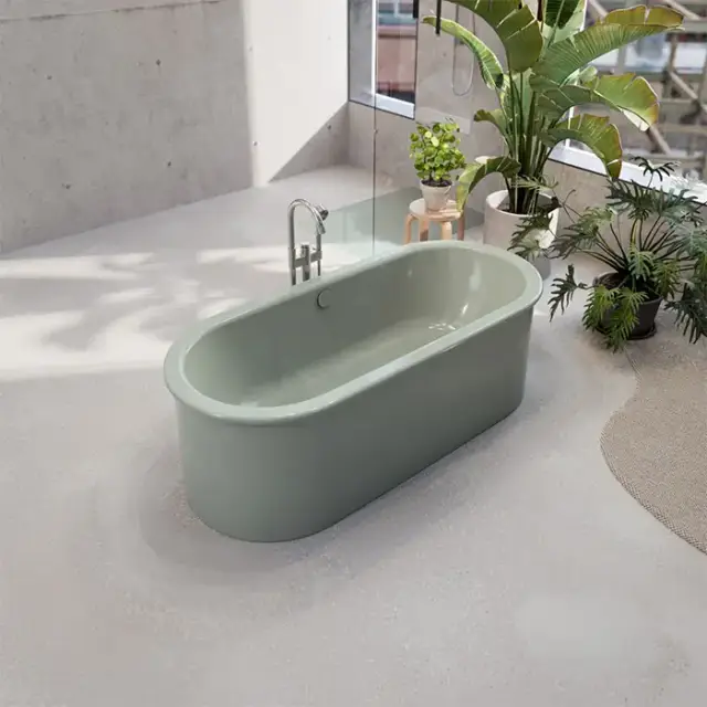 BETTE Suno Oval Ванна отдельностоящая 177×77см, с шумоизоляцией и экраном, цвет: Salvia