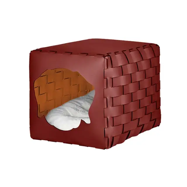 ADJ Домик для питомца Dog, 35x40xH35 см., цвет: бордо/коньяк