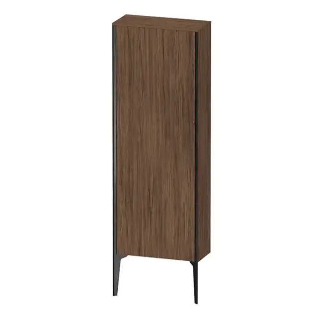 Duravit XViu Шкаф подвесной 50x24x133см, с 1 дверью, 3 стеклянными полками (петли слева), цвет: walnut dark/черный матовый