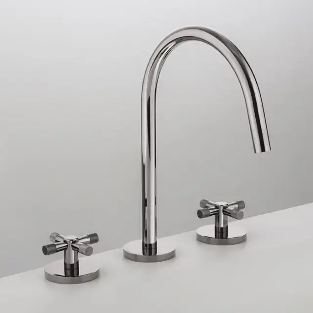 Gattoni MD Смеситель для раковины, 3 отв., ручки ALZO, с донным клапаном, цвет: хром