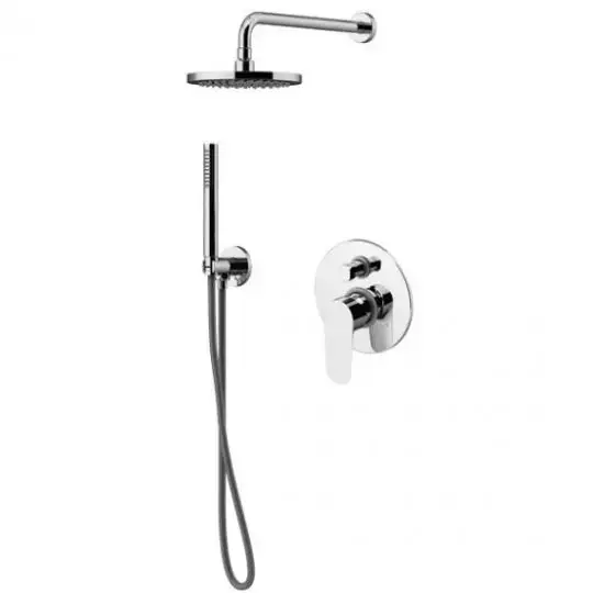 Gattoni H2Omix7000 Комплект для душа со смесителем встроенным на 2 выхода, ручным душем с держателем и верхним душем 250 мм, цвет: хром