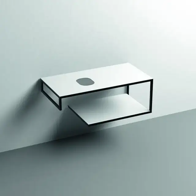 Kerasan Louise Металлическая структура для раковины 100см, подвесная, с полкой, с 1 отв., с полотенцедержателем, цвет: белый матовый