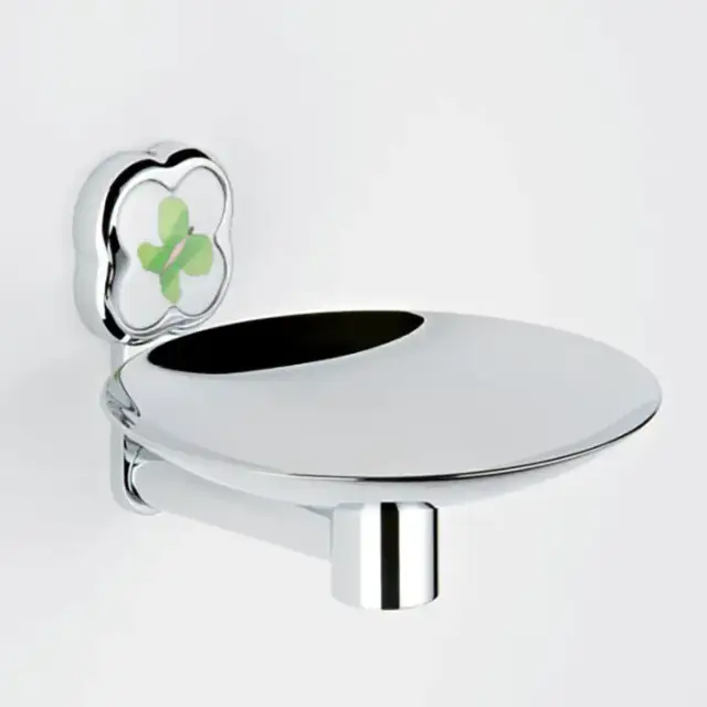 THG CAPUCINE VERT DECOR PLATINE Мыльница подвесная ø150 мм., декор зеленый, цвет: хром